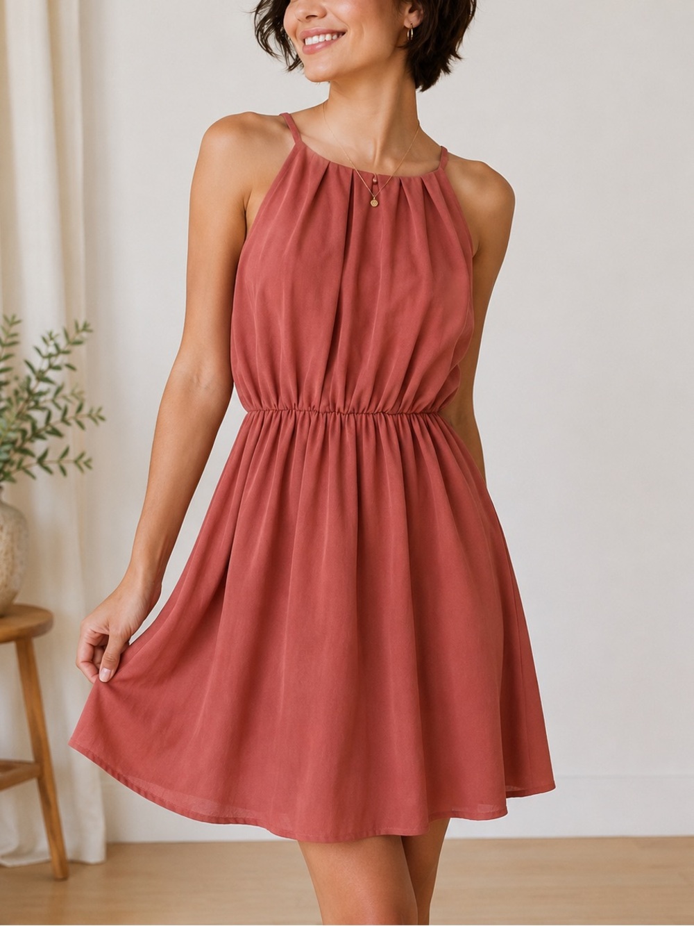 Lush Spring Rusty Rose Halter Mini Dress - Picture 2 of 7